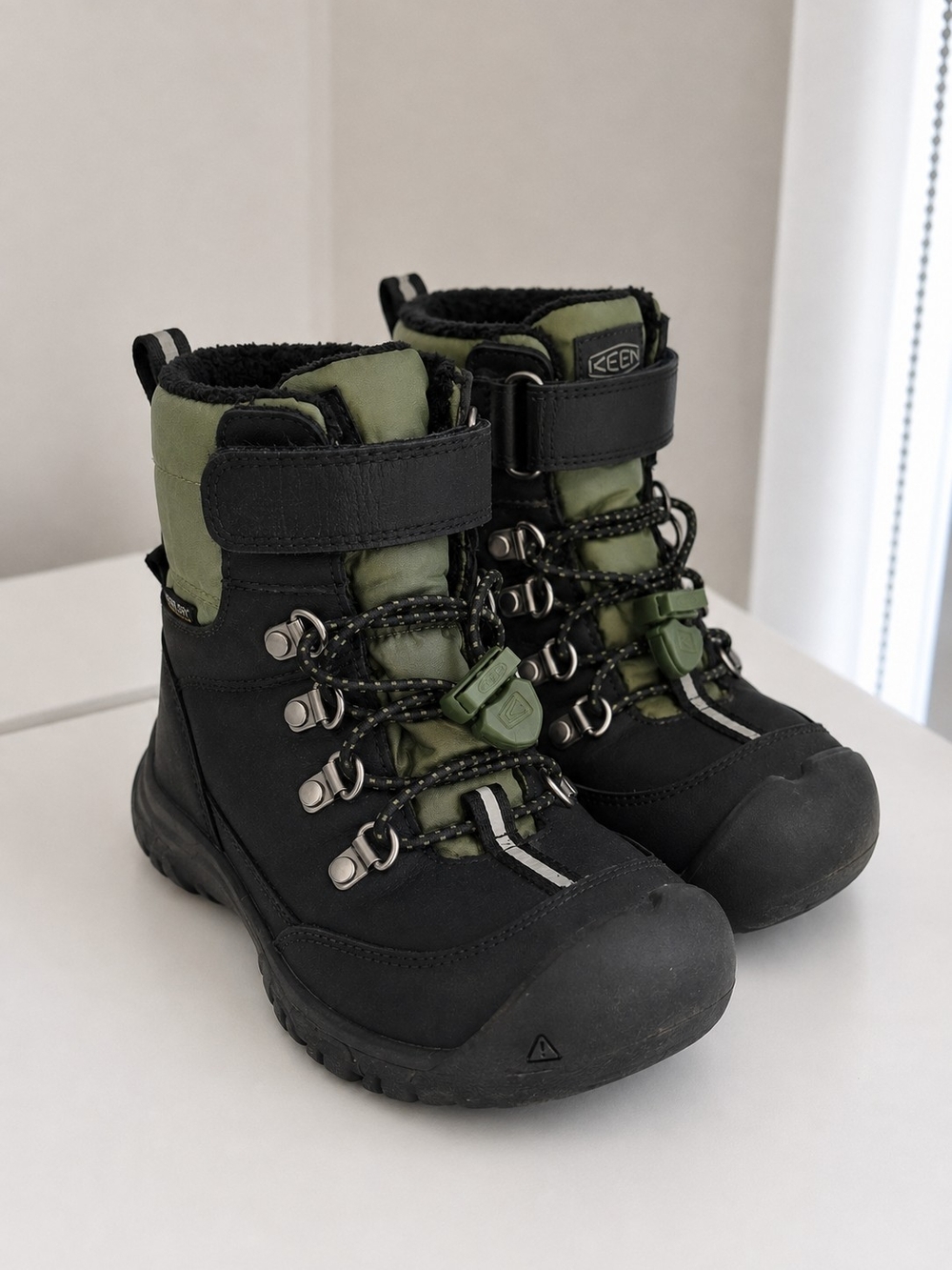 Keen Kids Black and Olive Green Insulated Winter Boots, Waterproof